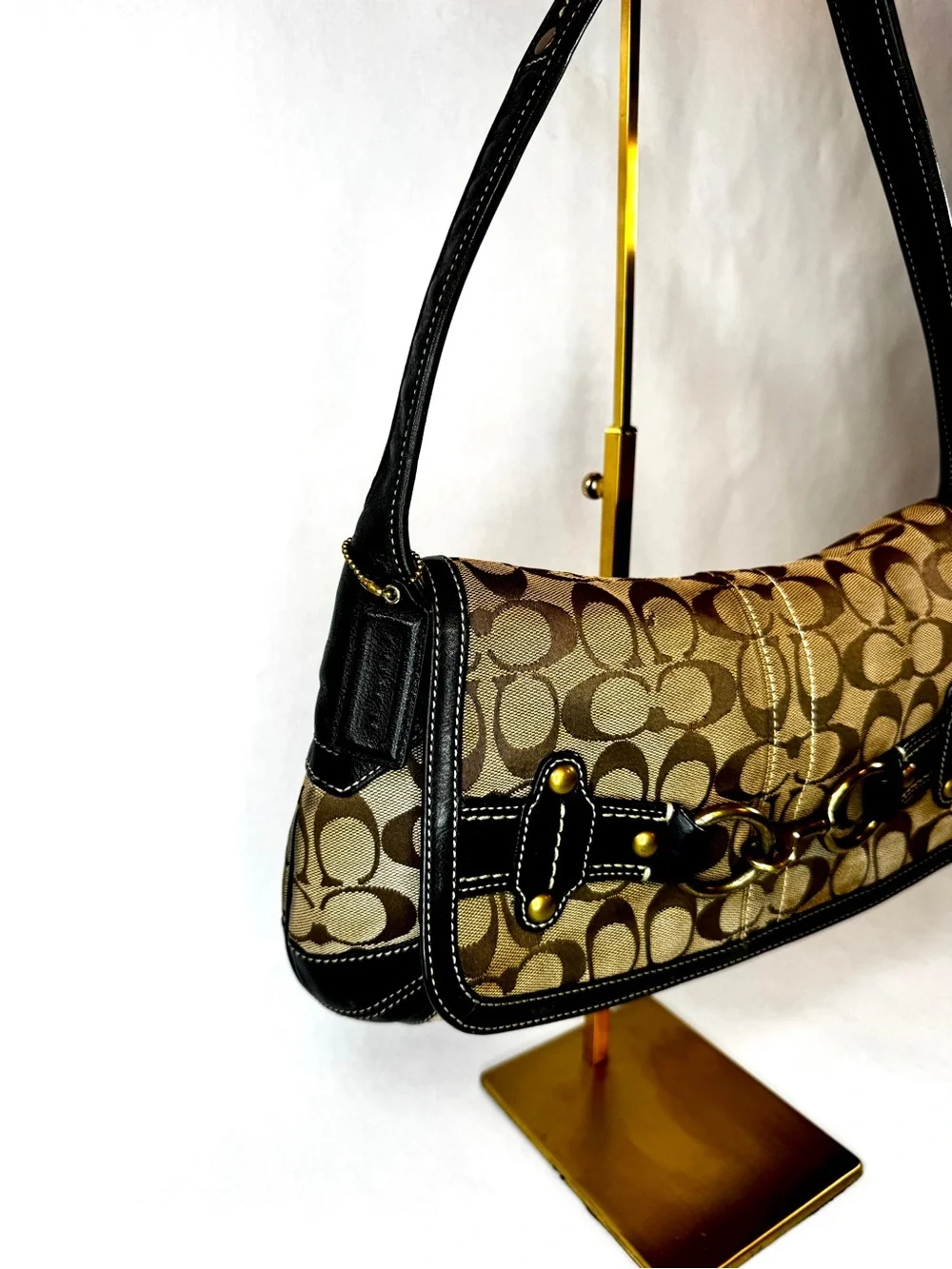 AUTHENTIC 2007 Y2K Coach Ergo Signature Belted Flap Shoulder Bag 11277 - Picture 2 of 16
